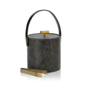 Nika Shagreen Leather Ice Bucket w/Gold Ice Tong
