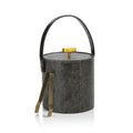Nika Shagreen Leather Ice Bucket w/Gold Ice Tong