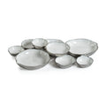 Cluster of Nine Serving Bowls - Nickel & White