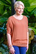 Adriana Silk Double Raw Edge Top (BQ209)