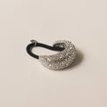 Pave Stone Crescent Metal Cuff Ponytail Hair Tie | Silver