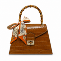 GF1925 - LUXURY ITALIAN CROCCO LEATHER BAMBOO HANDLE BAG