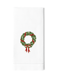 Holly Ribbon Wreath Hand Towel