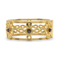 Monique Compass Hinged Bangle - Gold/Blue Labradorite