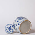 Dancing Dragons Blue and White Porcelain Round Jar