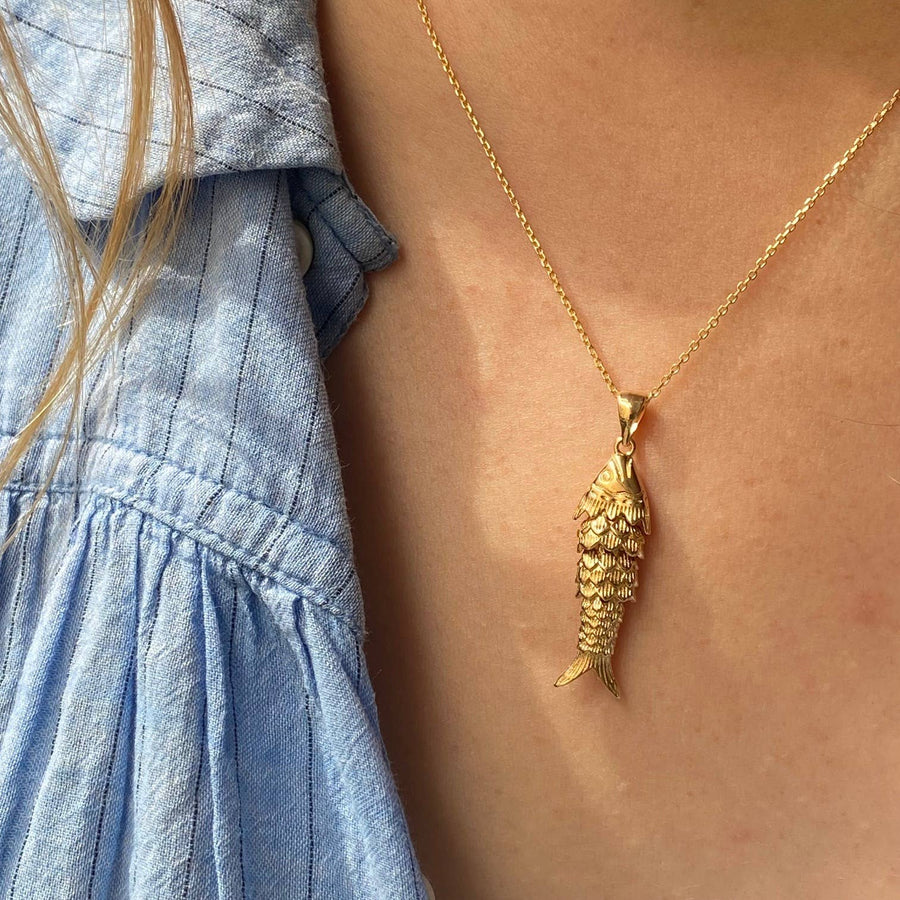 SARDINA NECKLACE, gold and silver plated fish (CAT74)