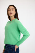 Cable Sleeve Crew Sweater