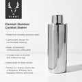 Harrison Element Polished Stainless Steel Cocktail Shaker