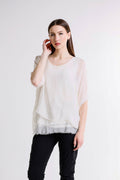 Adriana Silk Double Raw Edge Top (BQ209)