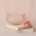 Large Hobnail Glass Bowl | Apricot Chiffon | Decorative Dish