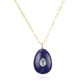 Lapis and Blue Topaz Pear Pendant Necklace