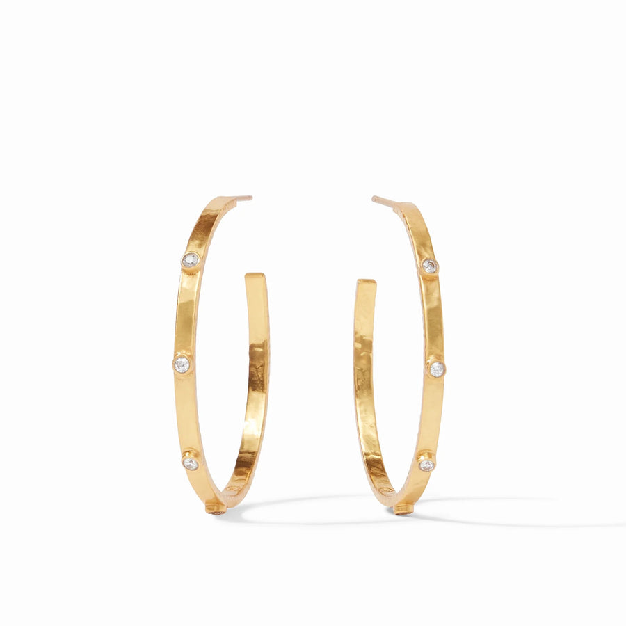 Crescent Stone Hoop Earrings