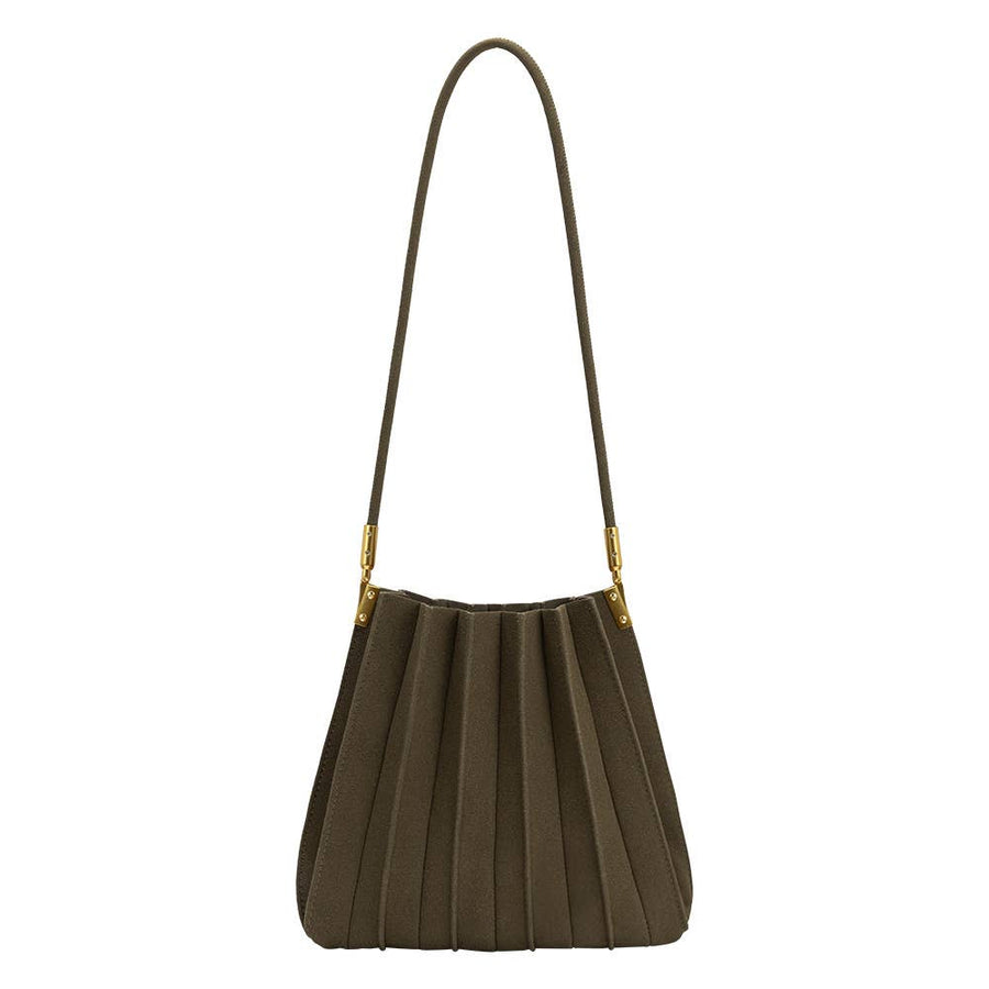 Carrie Olive Vegan Suede Shoulder Bag