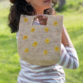 Mini ConCon Daisy Flower Crochet Petite Straw Basket Handbag