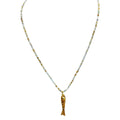 Loura Gold-Plated Amazonite and Fish Necklace