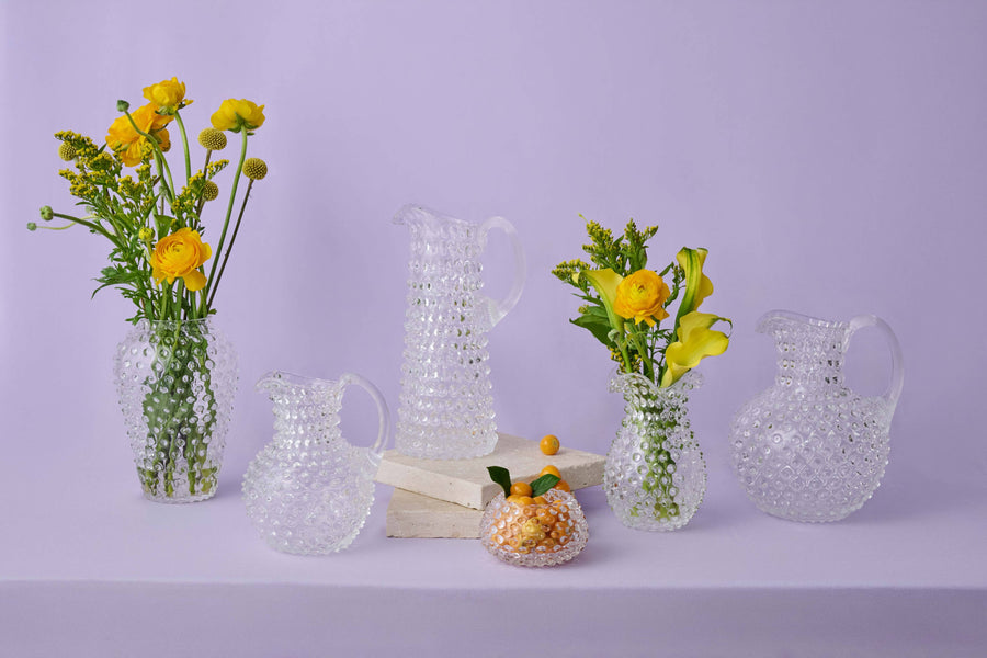 Hobnail Glass Pitcher | Clear Quartz | 2L | Vintage Jug
