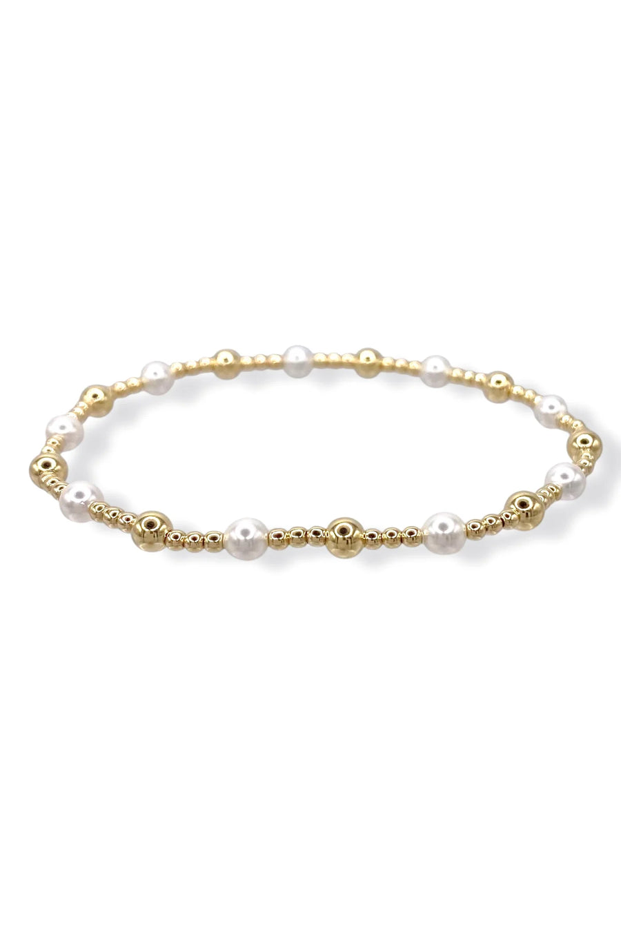 Classic Gold Sincerity Pattern 4mm Bead Bracelet - Pearl