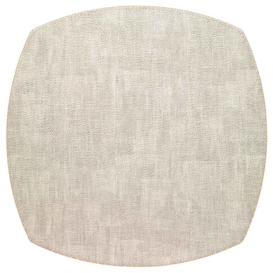 Allure 16-Inch Elliptical Vinyl Placemats with Beaded Edges S/4
