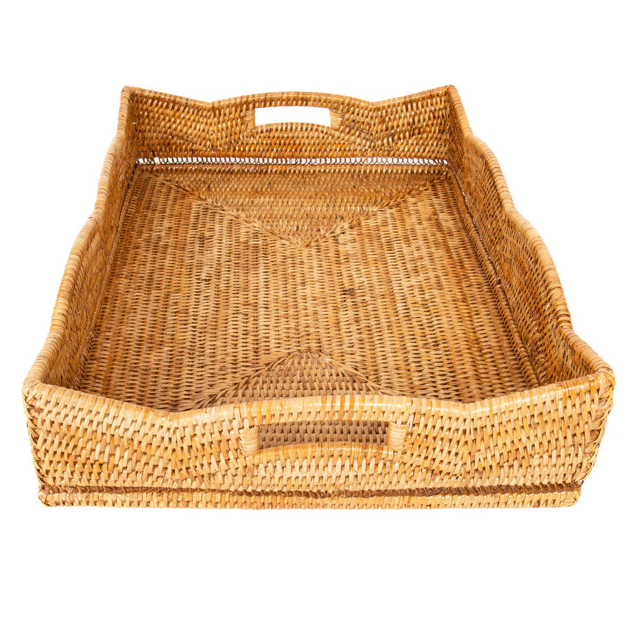 Rattan Tray – Rectangular Scallop Design