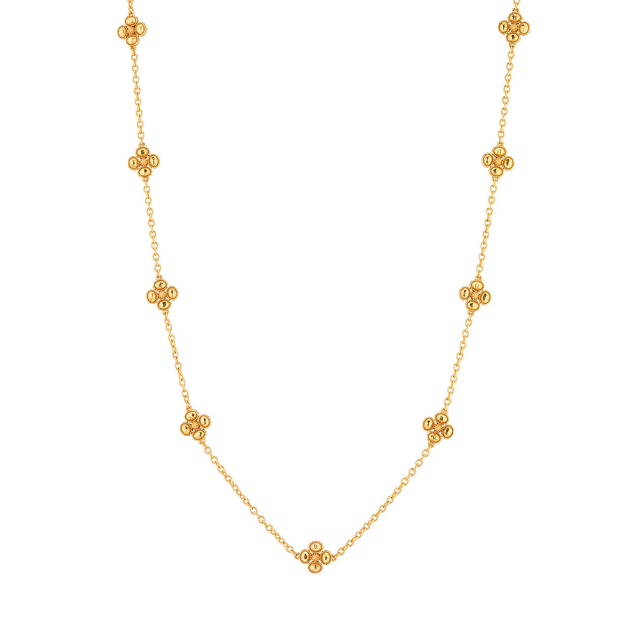Berry Clover Double Sided Necklace 28" - Gold