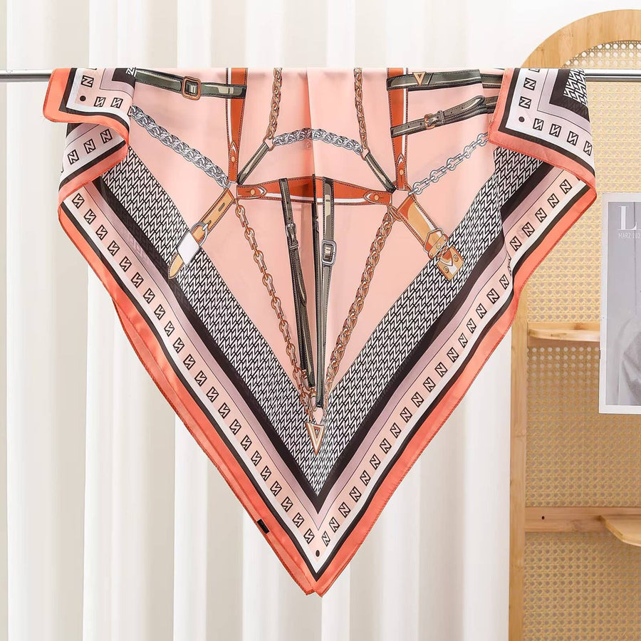 Square Coral Luxe Tack Poly Scarf