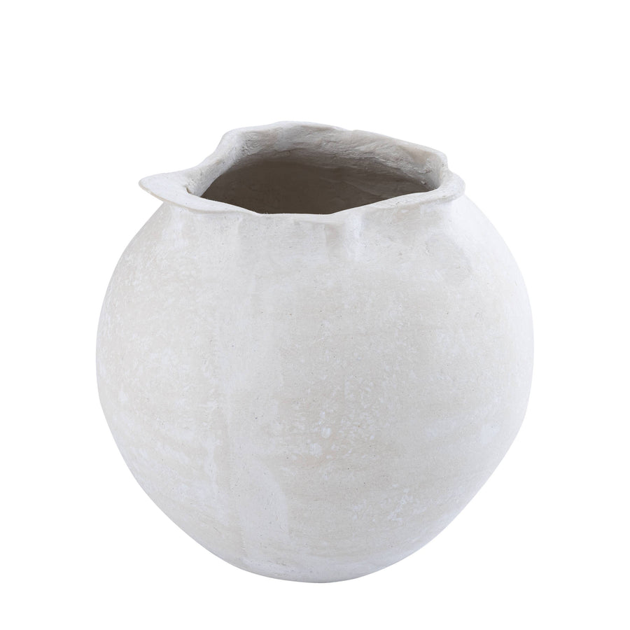 Paper Mache Pot Natural White Dia 7.68"