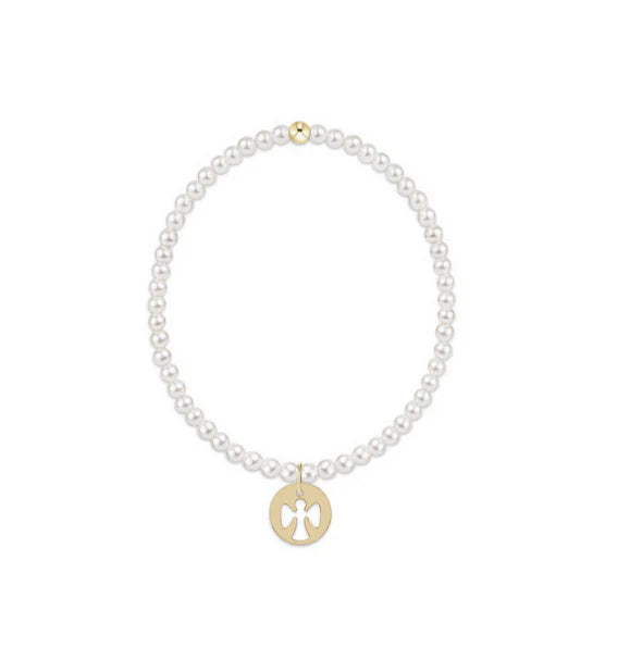 Classic Pearl 3mm Bracelet - Guardian Angel Gold Disc