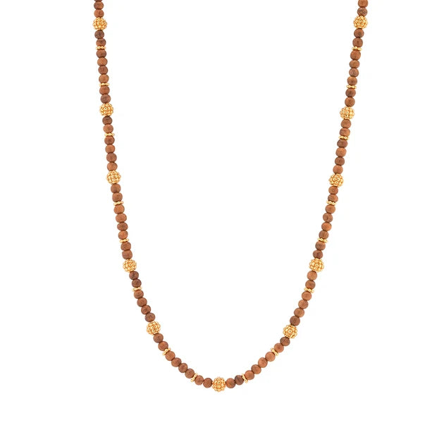 Berry Single Strand Petite Beads Necklace 24" - Teak