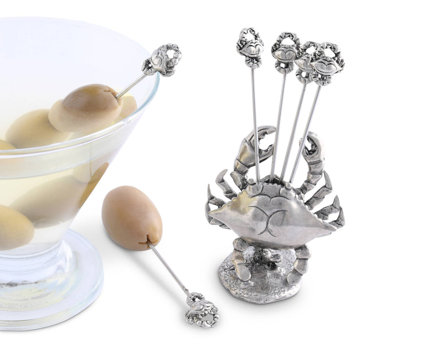 Pewter Blue Crab Cheese Pick Set