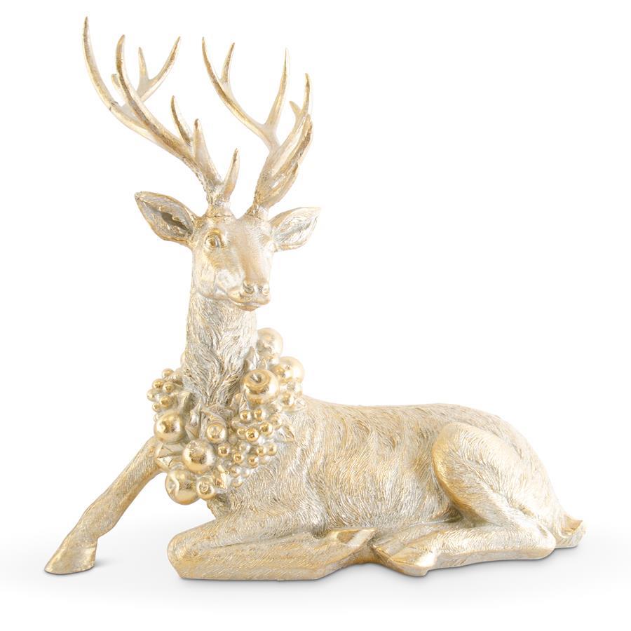 Laying Antique Gold Resin Deer