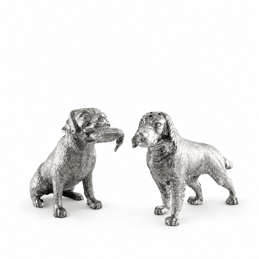 Pewter Hunting Dogs Salt & Pepper Set