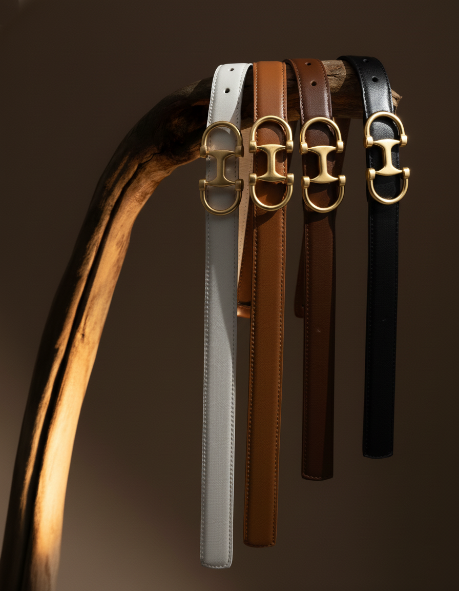 Horsebit Buckle Equestrian Stitched Suede/Napa Leather Belt