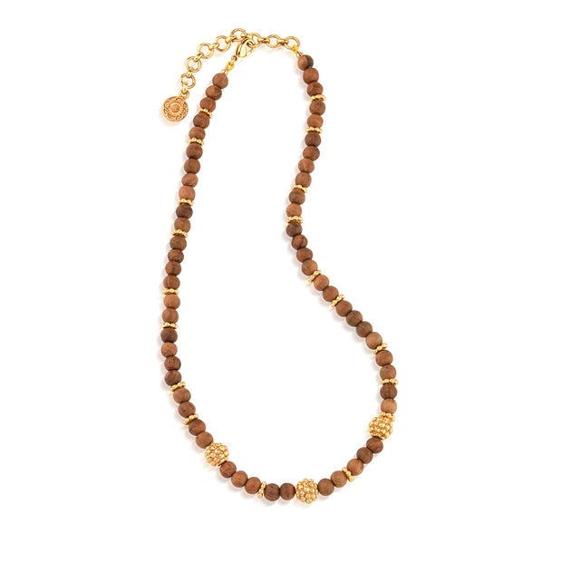 Berry Single Strand Petite Beads Necklace 16"+2" - Teak