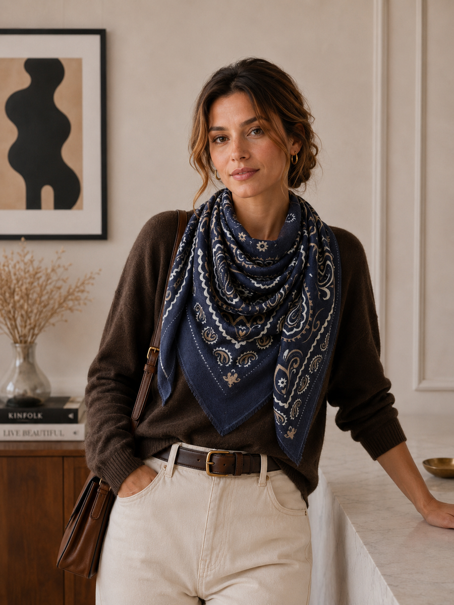 K21 Large Woolen Square Bandana
