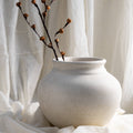 Paper Mache Plant Pot Natural White Dia 9.45"