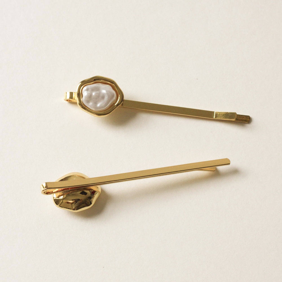 Freshwater Pearl Metal Hair Bobby Pins | Gold