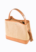 Kendy Bag in Tan Dollar Leather and Raffia