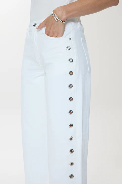 Lexi Mid Rise Bowed Straight Jean - Vivid White