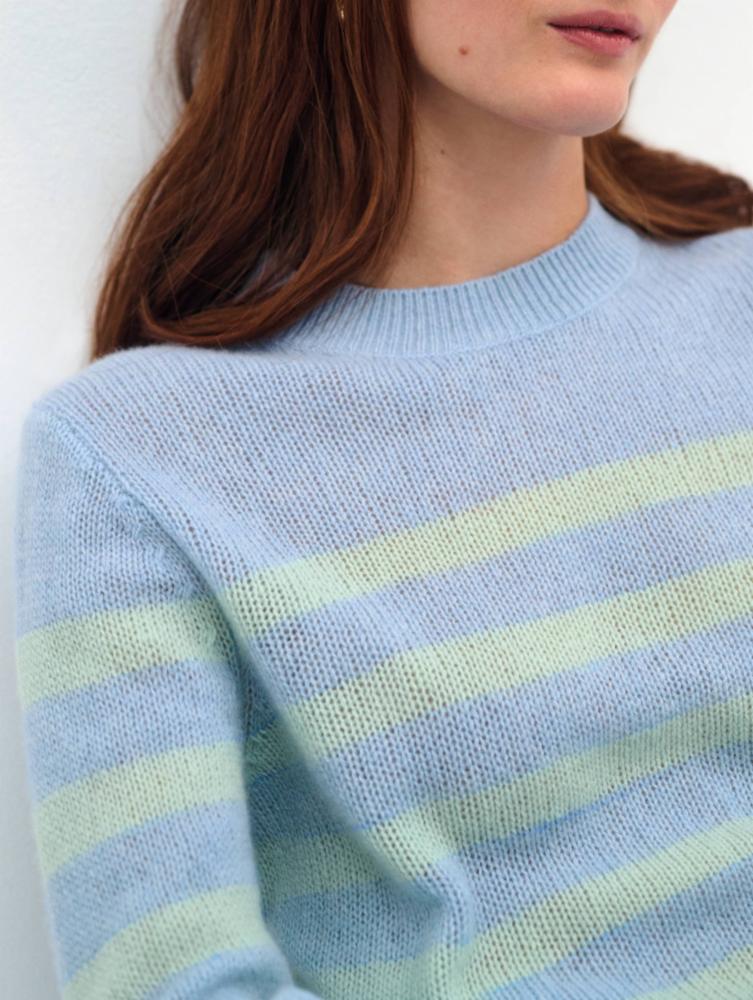Cashmere Featherweight Striped Crewneck – One Fish Two Fish