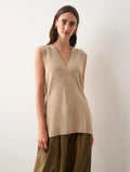 Cotton Silk Sleeveless V-Neck Tunic