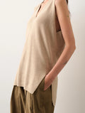 Cotton Silk Sleeveless V-Neck Tunic