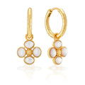 Berry Clover Hoop Earrings with Double Sided Charm - MOP