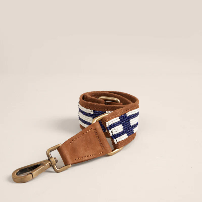 Shoulder Strap | BEADED AND SUEDE NAVY & NATURAL