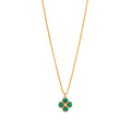 Berry Clover Double Sided Charm Necklace 16"+2" - Malachite