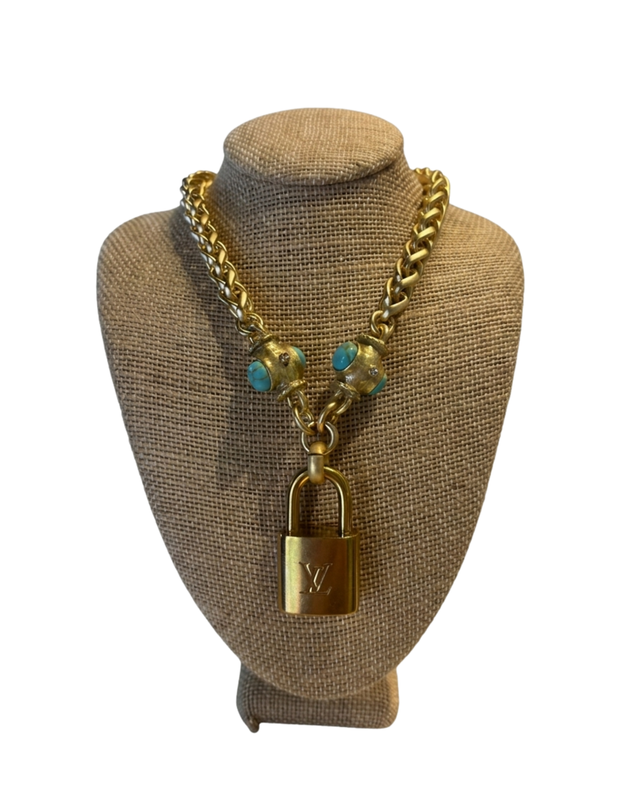 Turquoise Barrel Lock Necklace