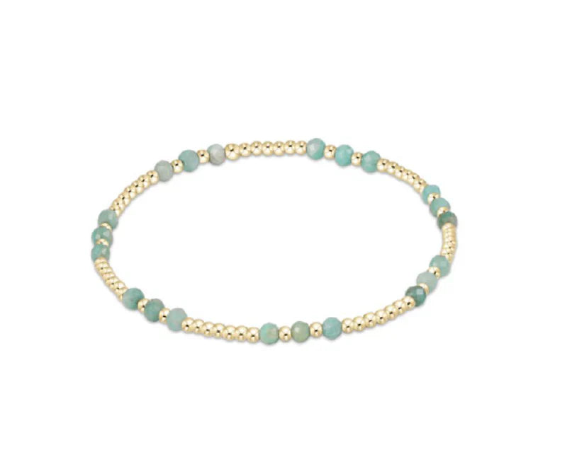 Gemstone Gold Joy Pattern 3mm Bead Bracelet- Amazonite