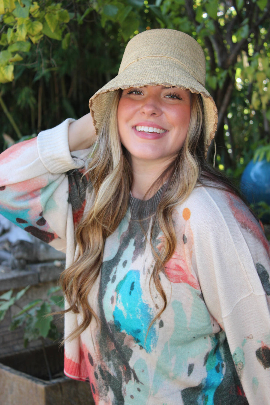 Kate 3" Brim Crochet Bucket Straw Hat