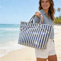 Striped Waterproof Tote