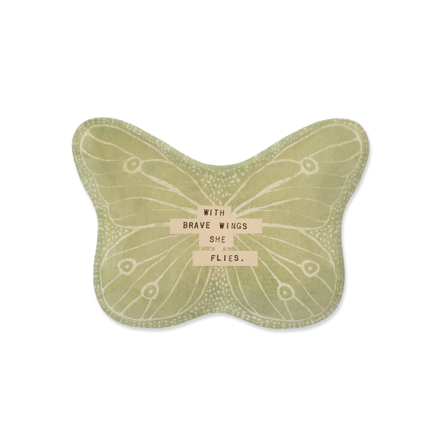 With Brave Wings She Flies Small Butterfly Decoupage Plate