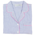 Blue Seersucker-Pink  Long Sleeve Pajamas